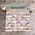 thumbnail image 3 of Ambesonne Navy and Blush Quilted Bedspread Set 3 Pcs, Marine Floral, Queen Size, Navy Blue Pink Green, 3 of 3