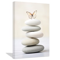 ZHONGYUTONG Zen Canvas Wall Art Stones and Butterfly Pictures Prints Spiritual Painting (20"x30")