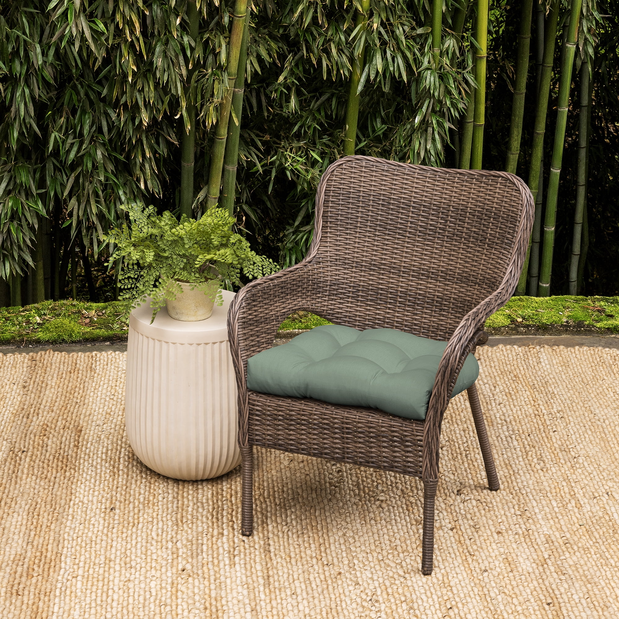 ARDEN earthFIBER Outdoor Plush Wicker Chair Cushion, 2 Pack, 20 x 18, Rain-Proof, Fade Resistant, Tufted Cushion for Wicker, Adirondack, and Rocking Chairs