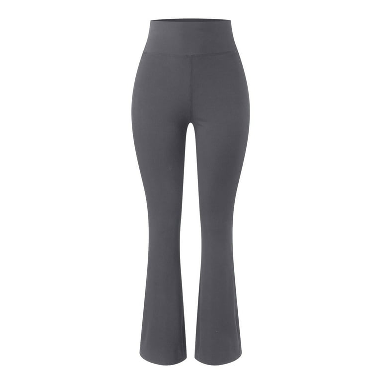 HBFAGFB Women Casual Pants Ribbed Seamless Flare Leggings Bootcut High  Waist Yoga Pants Dark Gray Size L