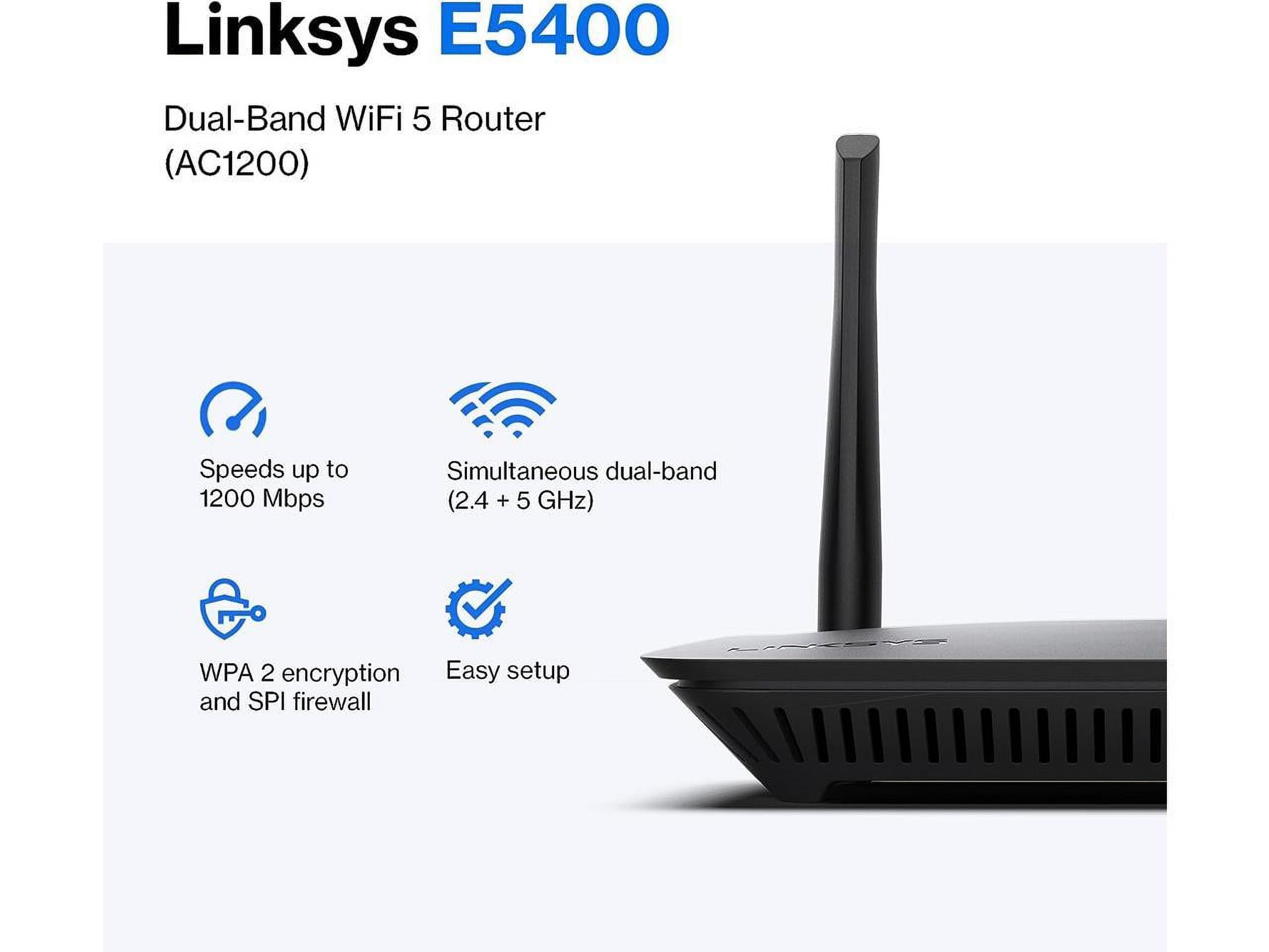 Linksys AC1200 Dual Band WiFi 5 Router with Easy Setup, Black - image 2 of 5