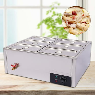 Electric Food Warmer Steam Table Steamer Bain-Marie Buffet Countertop 6 Pan Sale