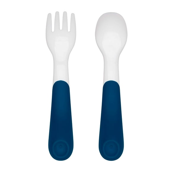 Set de entrenamiento OXO Tot On The Go Fork & Spoon con funda de viaje, color azul marino