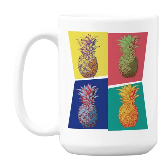 Psychedelic Pop Art Pineapple Coffee & Tea Mug, 15oz, White Ceramic