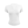 thumbnail image 5 of DuoJiaJ Womens Short Sleeve Top, V Neck Slim Fit Yoga Athletic Tee White M, 5 of 6