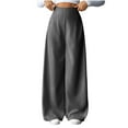thumbnail image 2 of PNTUTB Women's Fashion Solid Color High Waisted Trousers Side Zipper Casual Loose Comfortable Wide Leg Pants, 2 of 6