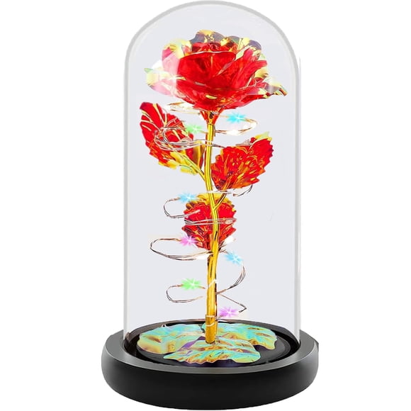 Rosa Artificial Fvawe Galaxia con Luz en Cúpula de Cristal