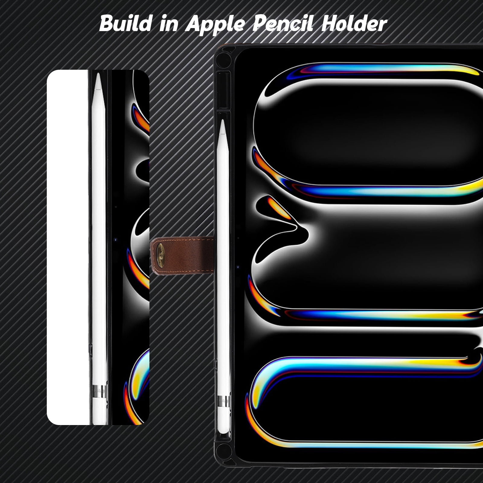 Flip Case for Apple iPad Pro 11 Inch 2024 M4, iPad Pro 11" Case 2024, with Pencil Holder Smart Cover Auto Sleep Wake Protective Documents Pocket Stand Snap Closure Case for iPad Pro 11" 2024, Black