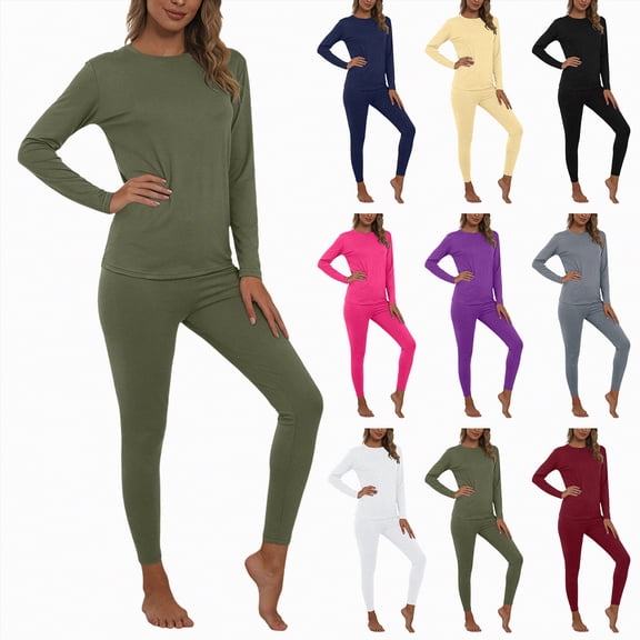 vigerkar Womens Thermal Base Layer Set – Long Sleeve Shirt & Leggings for Cold Weather – Lounge Set for Women (White, L)