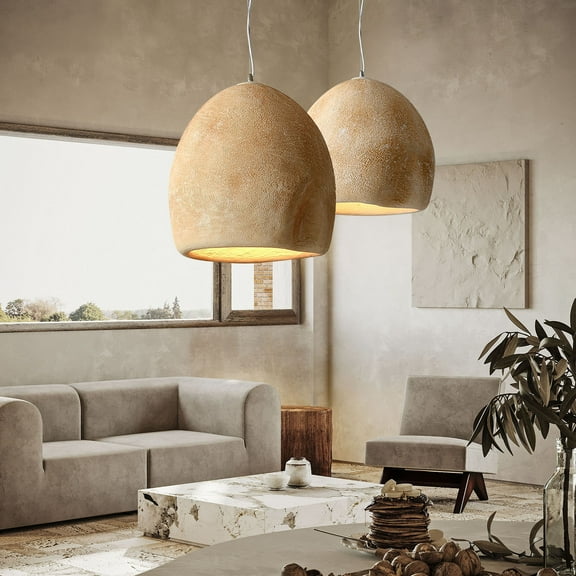 Arturesthome Drum pendant light wabi sabi chandelier lighting hanging lamp shade handmade retro kitchen island light home decor
