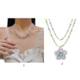 thumbnail image 2 of Collier Perlé Coloré Boho Étoile Cœur Pendentif Ras du Cou Chaîne Double Couche, 2 of 5