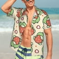 thumbnail image 7 of Vsdgher Frog Hold Strawberry Print Men's Hawaiian Shirts Button Down Tropical Holiday Beach Shirts Vacation Clothes,Large, 7 of 7