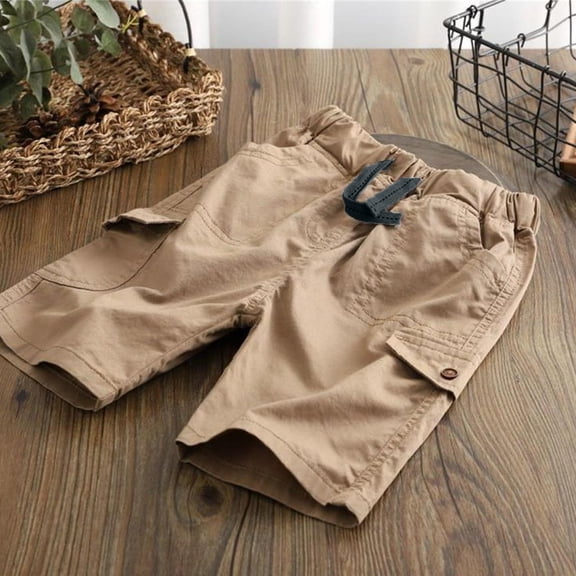 Boys Summer Work Shorts Children's Capris Casual Pants With Buttons Shorts Boys Shorts