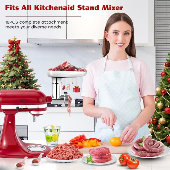 Arcbt Polished Stainless Steel Meat Grinder Attachment for Mixer