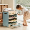 thumbnail image 4 of Robotime Wooden Green and Gold Toy Kitchen Oven Playset with Pizzas Cooking Toy for Toddlers & Boys Girls, 4 of 6
