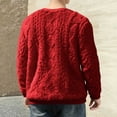 thumbnail image 6 of LNWUY Men's Slim Fit Crewneck Pullover Sweater Winter Casual Chunky Cable Knit Comfort Textured Long Sleeve Sweaters Red XL, 6 of 6