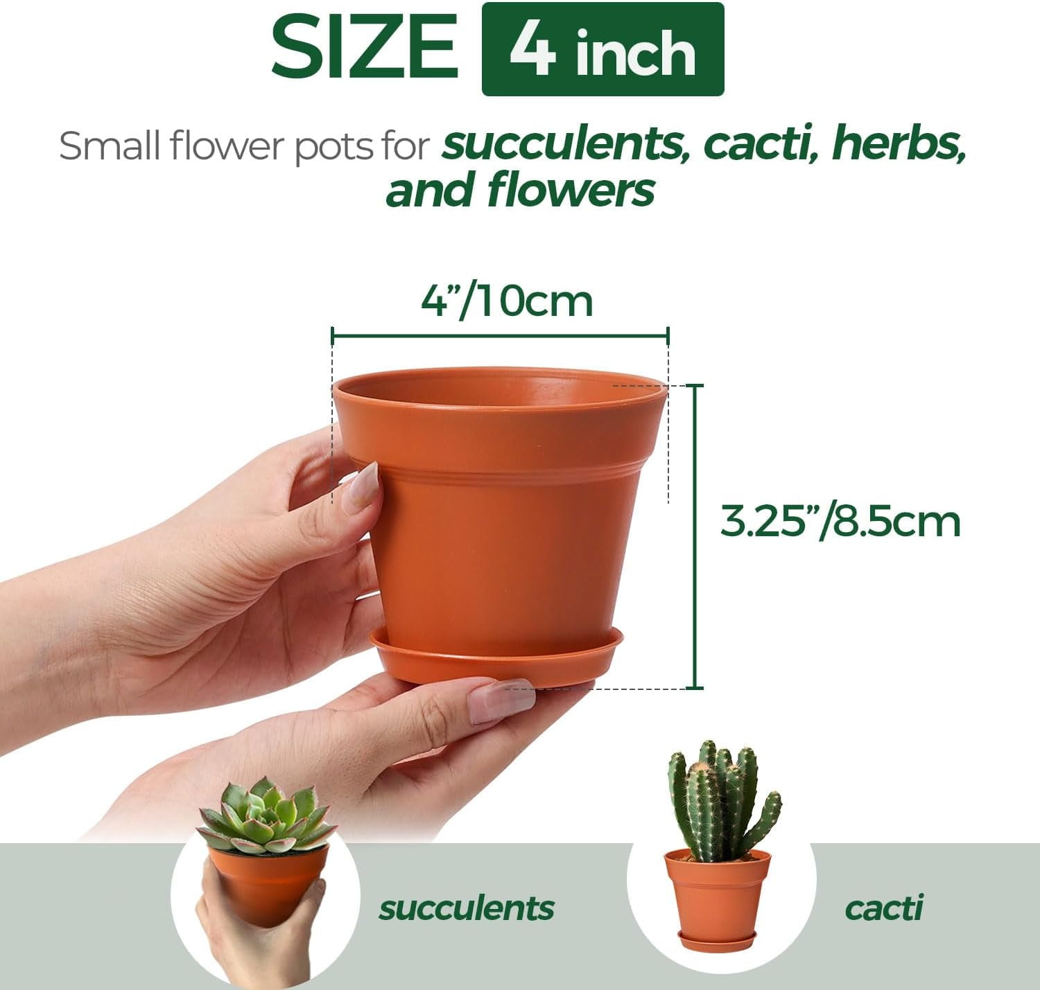 Keyrank Plant Pots 4 Inch Self Watering Pots, Set of 28 Plastic Planters with Drainage Holes and Saucers, Plastic Flower Pots, Nursery Planting Pot for Indoor Out Door Plants