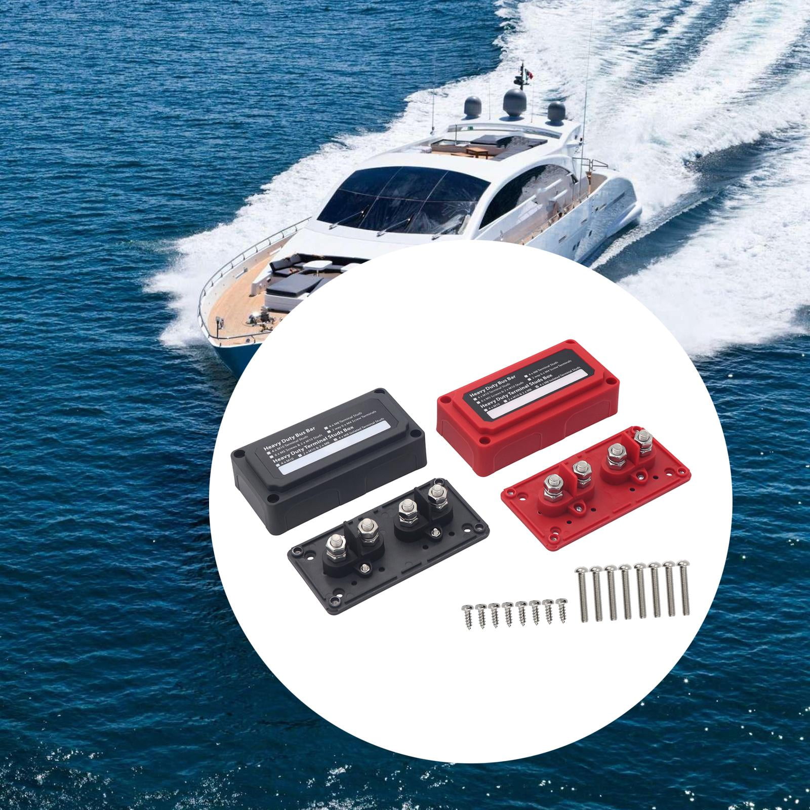 2x Power Distribution Block Junction Block Heavy Duty 300 Amp Rating Bus Bar Terminal Block for Truck Boat Car RV Marine Style D