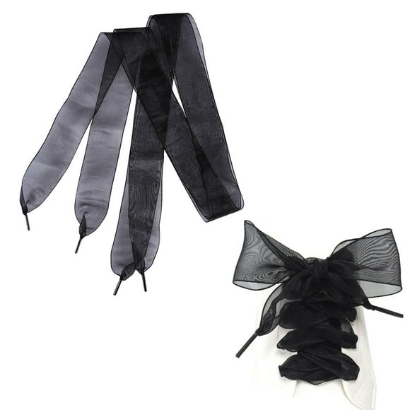 1 par de cordones transparentes para zapatos de 4 cm de ancho para fiestas, bailes, senderismo, decoraciones de hip-hop (negro)