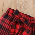 thumbnail image 6 of Darzheoy Girls Outfits Cute Solid Color Graphic Tops And Pants Long Flutter Sleeve Printed Elastic Waist Plaid Pants Round Neck 2 Piece Sets ,Size 18 Months-5 Years, 6 of 9