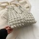 thumbnail image 3 of Bolso plisado Bolso de compras de moda Bolso simple de damas de color sólido (Blanco), 3 of 5