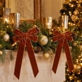 thumbnail image 7 of AZXY Long Tail Velvet Bow Christmas Ornament 2PCS, Brown Fabric Bowknot Embellishment, Indoor Christmas Decorations, Soft Wreath Tree Hanging Decor for Mantel Gift Chair, 7 of 7