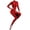 Red, variant on Womens High Neck Long Sleeves Ankle Length Leotard Zipper Jumpsuit