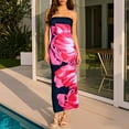 thumbnail image 2 of Miqool Womens Floral Printed Boho Tube Maxi Dress Summer Strapless Bodycon Party Club Night Out Long Dresses Cocktail Dresses, 2 of 9