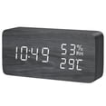 thumbnail image 2 of KeeKit Digital Wooden Alarm Clock, Electronic LED Desktop Clock with Temperature Humidity Time Display, 3 Alarm Settings, Voice Control, 3 Levels Adjustable Brightness for Home, Bedroom, Office, 2 of 4