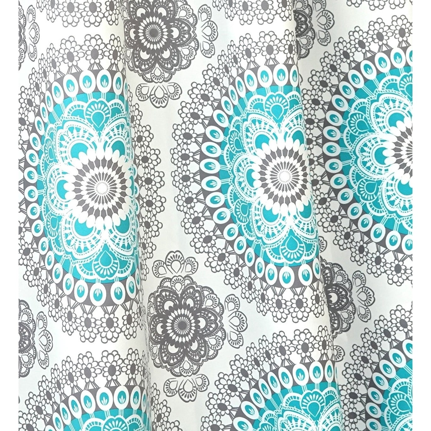 DriftAway Bella Medallion Pattern Room Darkening Rod Pocket Window Curtain Valance 52 Inch by 18 Inch Aqua and Gray
