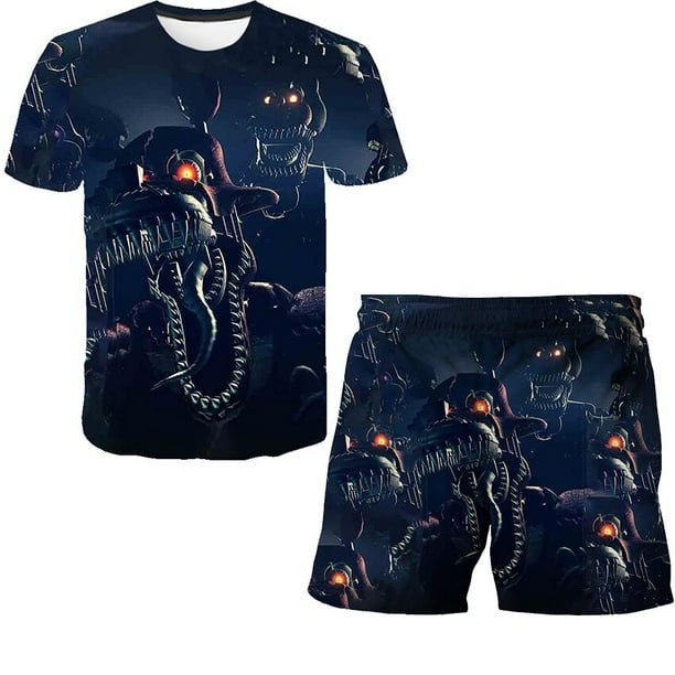 Ropa de cinco noches en Freddy para niños y niñas, trajes de verano para niños, camisetas informales de manga corta + Pantalones cortos informales, ropa 6T Gao Jinjia LED