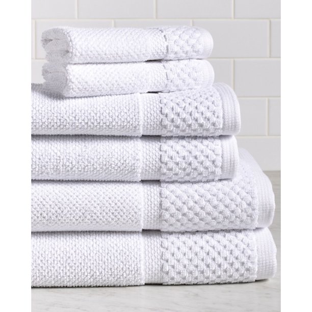 Diplomat 6 Piece 100 Cotton Bath Towel Set White Walmart Com Walmart Com