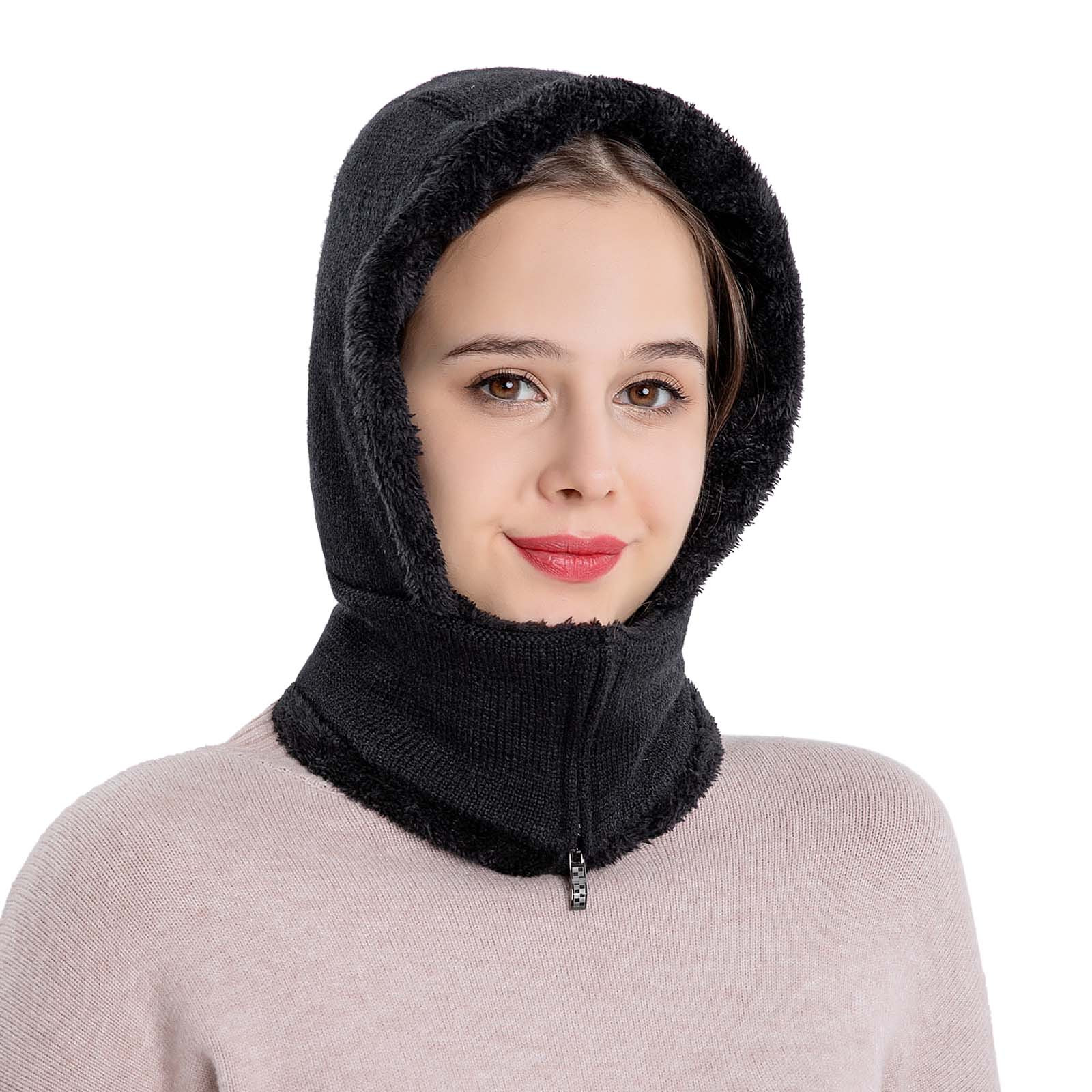 Tanhomme Winter Hat Facial Neck Warmer Covers, Sporty Street Fashion Skiing Adult Windproof Hat Cycling Skiing Knit Hat Scarf Covers Sets Warm Knitted Cap