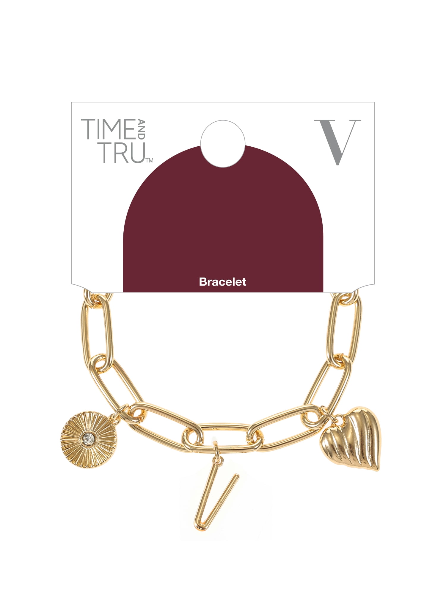 Time and Tru Goldtone Initial Charm Bracelet, Initial V