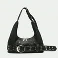thumbnail image 6 of SUGARMOM 1pc Women‘s Street Vintage Y2k Motorcycle Western Wasteland Style Mireider Style Faux Leather Multi-Strapped Casual Abrasive Leather Shoulder Bag With Metal Decoration  Large And, 6 of 7