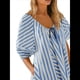 thumbnail image 1 of Mono de Rayas Extragrande para Mujer, Vestido Corto, Mono, Ropa de Playa para Vacaciones con Bolsillos. Azul M, 1 of 7
