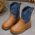 thumbnail image 2 of BOBOGOJP Kids Cowboy Boots Boys Girls Western Square Toe Riding Boots Comfortable Pull-On Design for Toddler Little Kid Big Kid Blue for Size 10, 2 of 8