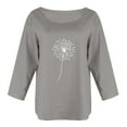 thumbnail image 4 of IROINNID Ladies Long Sleeve T Shirts O-Neck Printing Loose Home Autumn T-shirt Tops,Gray, 4 of 6