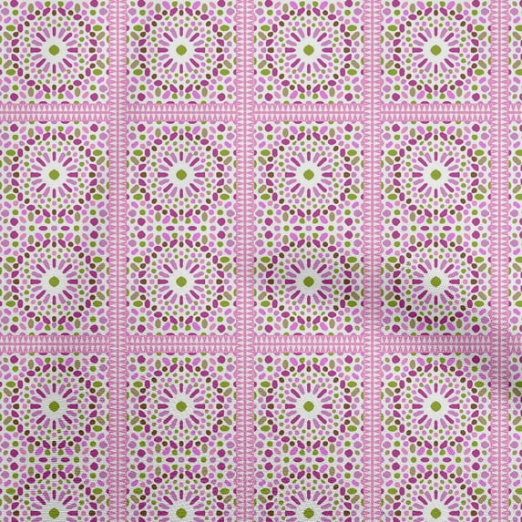 oneOone Cotton Poplin Pink Fabric Arabic Moroccan Dress Material Fabric Print Fabric By The Yard 56 Inch Wide