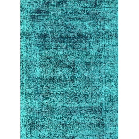Ahgly Company Indoor Rectangle Oriental Turquoise Blue Industrial Area Rugs, 4' x 6'