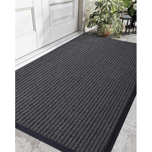 Tapete Entrada Casa 60 x 90 cm, Tapetes para Entrada de Casa Antideslizante, Perfil Baj, Tapete de Entrada para Interior y Exterior, Tapete Exterior para Puerta, Balcón, Jardín, Gris