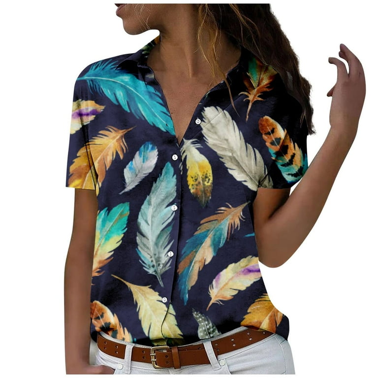 Olyvenn Women's Summer Buttons Polo Shirts Deals Dressy Fashion