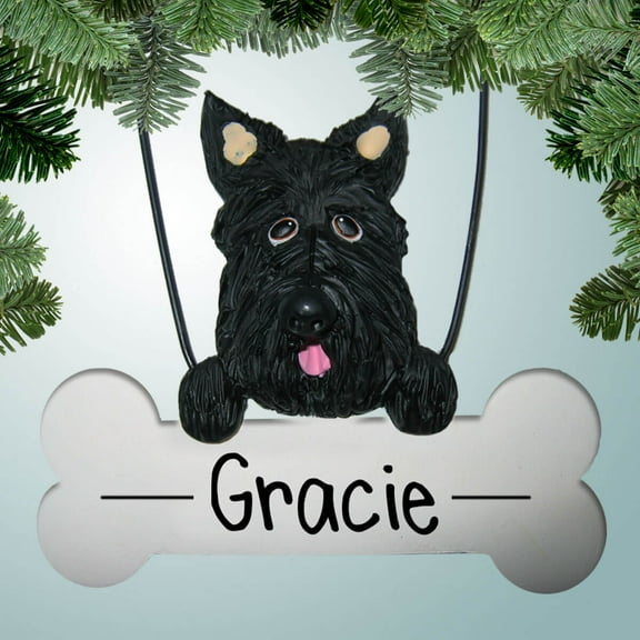 Scottish Terrier Dog on Bone - Personalized Christmas Ornament - Perfect Stocking Stuffer - Great Gift Ideas