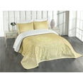 thumbnail image 3 of Ambesonne Mandala Quilted Bedspread Set 3 Pcs, Antique Heart, Queen Size, Yellow Pale Yellow, 3 of 5