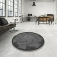 thumbnail image 4 of Ahgly Company Tapis Rond Lavable en Machine Intérieur Transitionnel Gris Brun, 8 Pieds Rond, 4 of 7