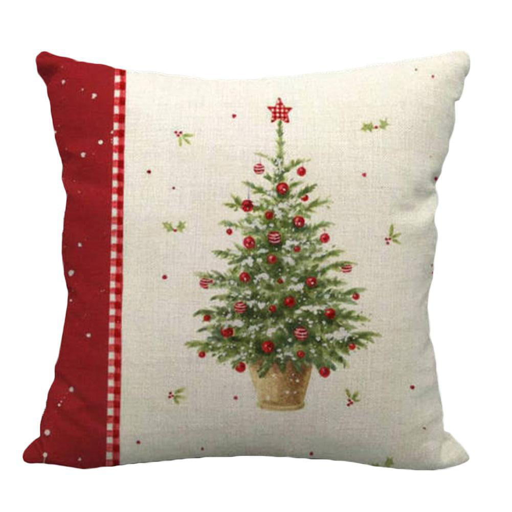 Christmas Xmas Cushion Cover Pillow Case Cotton Linen Home Sofa Throw Decor 