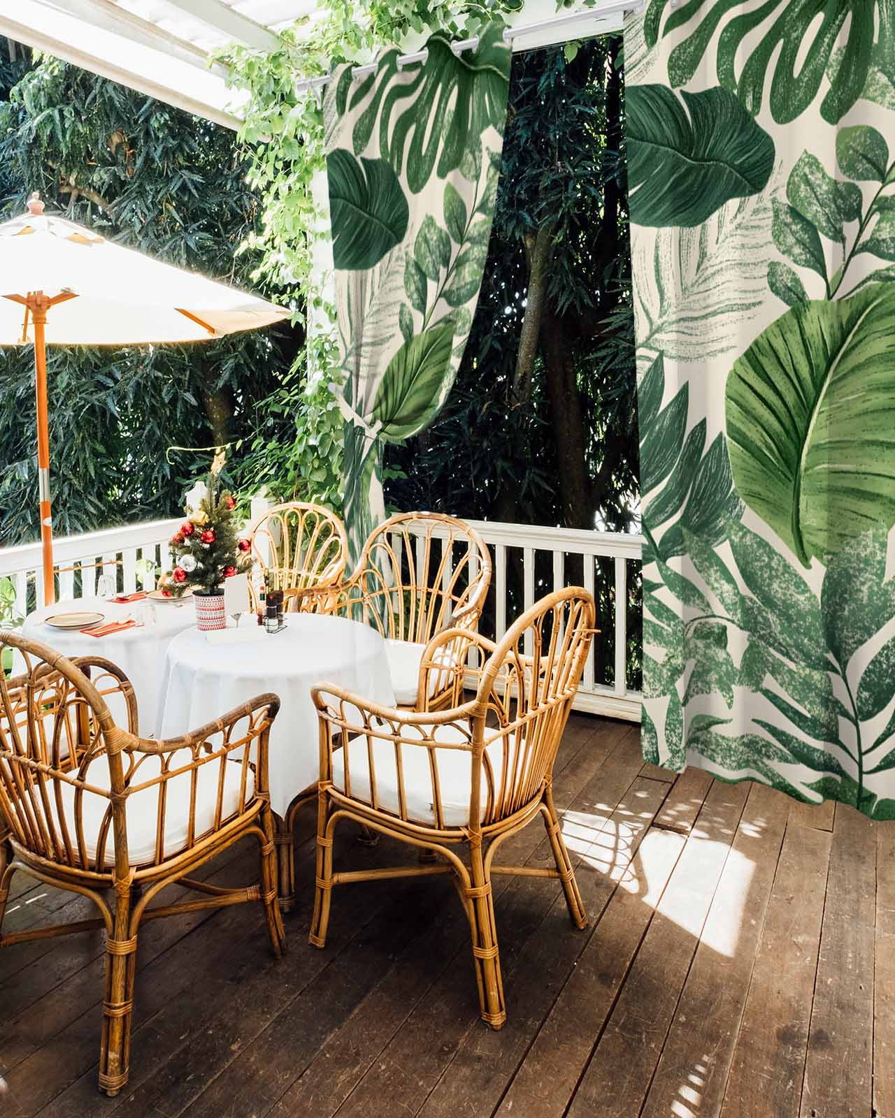 nqOlkjepod Outdoor Curtains for Patio Waterproof, Tropical Leaves Outdoor Privacy Panels Grommet, Vintage Country Summer Green Leaf Plant Blackout Outside Curtains for Porch/Cabana 54"x84", 2 Panels