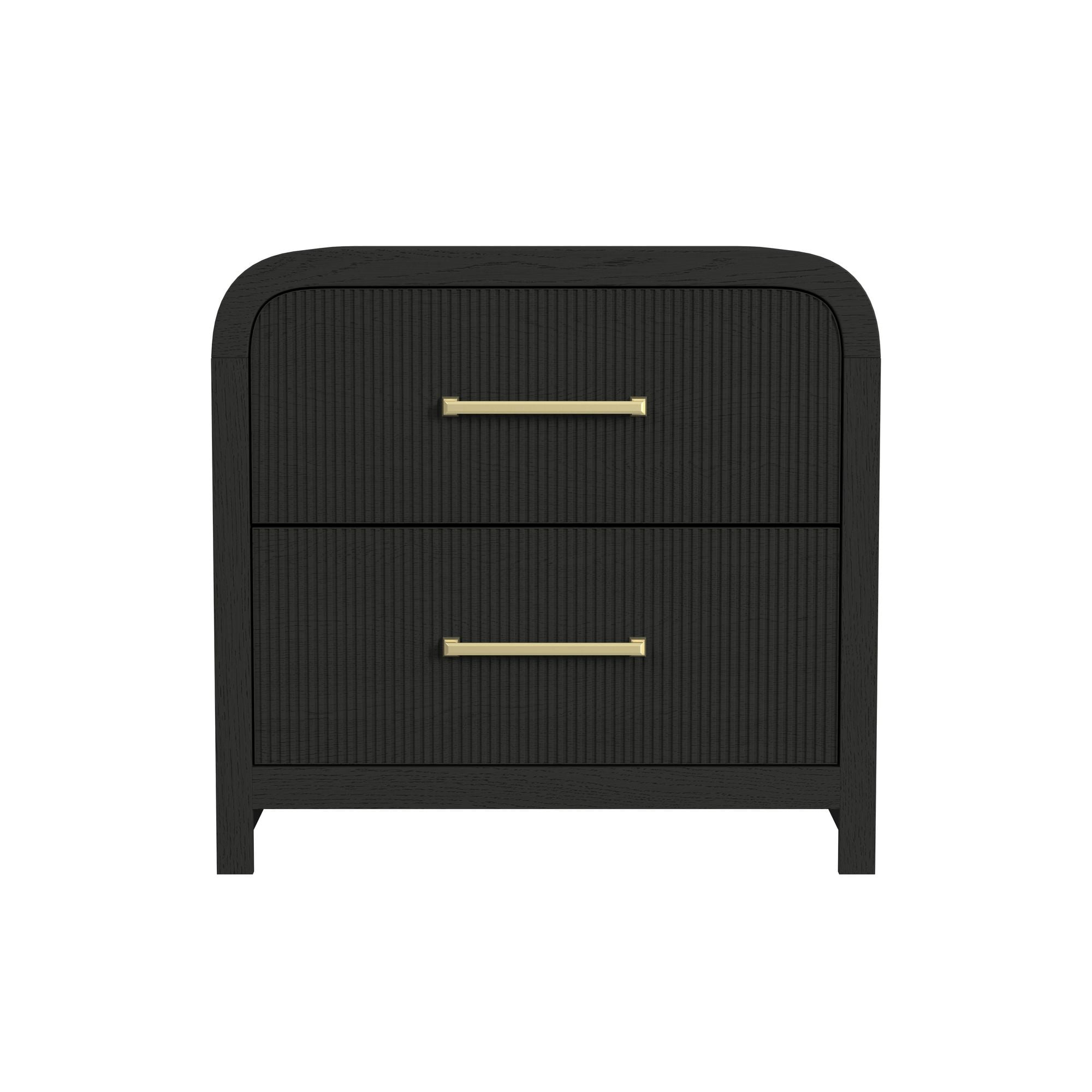 Woodridge  2-Drawer Nightstand with USB in Black with Grain