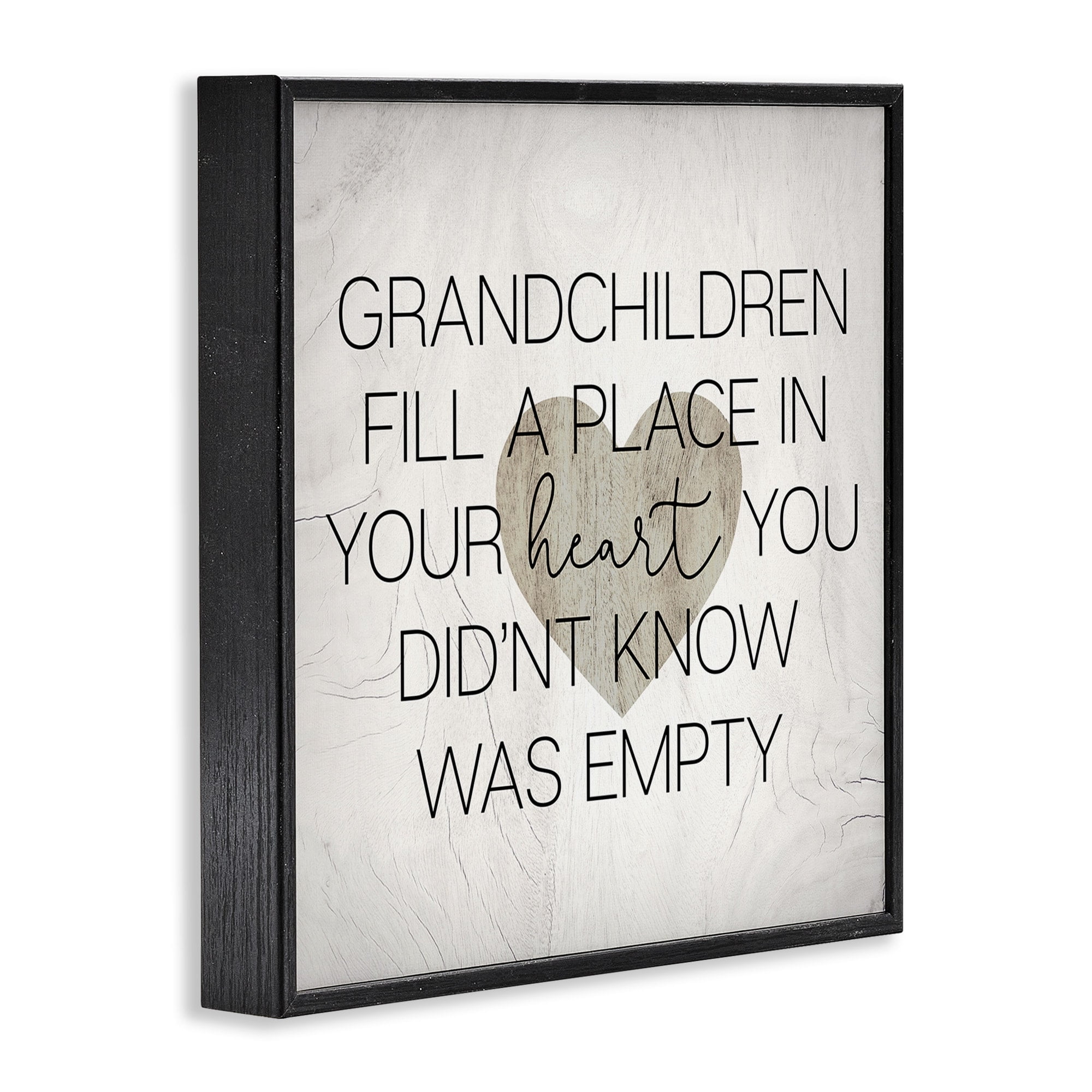 Stupell Industries Heartwarming Grandchildren Quote Rustic Country Heart Symbol Framed Wall Art, 12 x 12, Design by Daphne Polselli