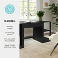 thumbnail image 6 of Martha Stewart Home Office Modular Single-Drawer Desk with Dual 2 Tier Shelves in Black with Oil Rubbed Bronze Hardware, 6 of 10